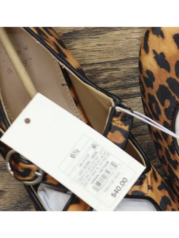 NWT A New Day Print Velvet Flats with Adjustable Strap Leopard Brown Multi 6.5M - Image 8