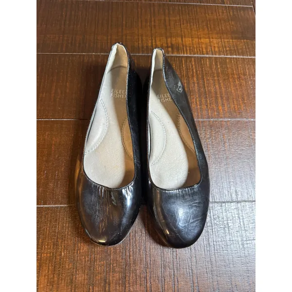 Eileen Fisher Womens Black Patent Leather Ballet Flats Vero Cuoio Size 6 - Image 3