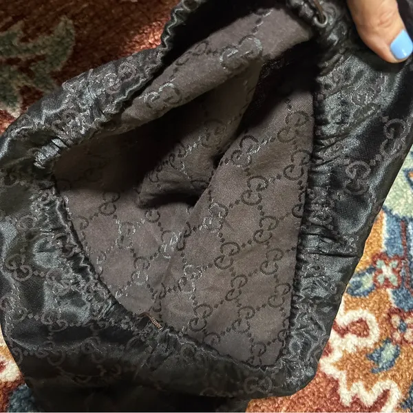 Authentic Vintage Gucci GG Print Satin Brown Dust Bag Made In Italy - Image 9