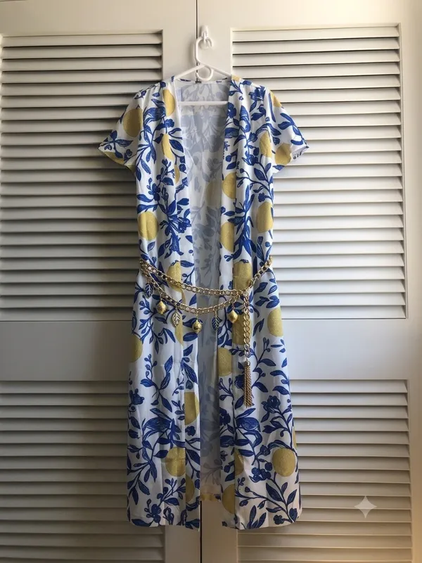 NWOT Vibrant Lemon Dress/Kimono/cover up. Size Small - Image 2