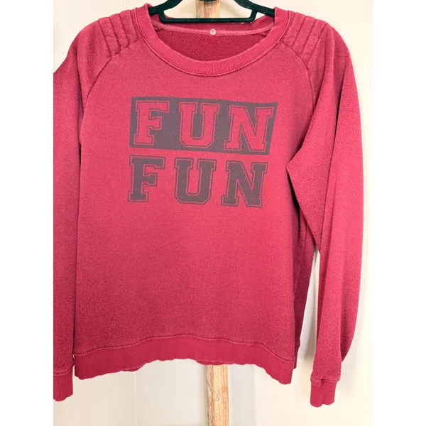 Sunrise E Company SRL Burgundy FUN FUN Graphic Sweatshirt Moto Shoulder Large - Image 3