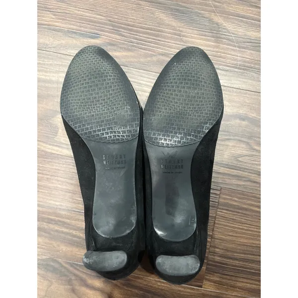 Stuart Weitzman Black‎ Suede Kitten Heel Pumps Classic Shoes Size 8M - Image 6