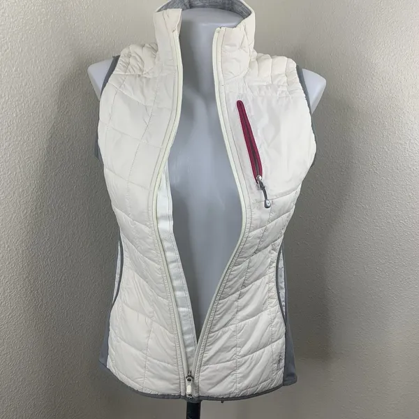 Smartwool Quilted Puffer Vest Full Zip Sz S Merino Wool White Gray *Flaws - Image 5