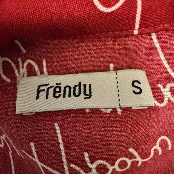 2092‎ | Script Print Two Piece Button Down Pajama Set Red White Women Small - Image 6