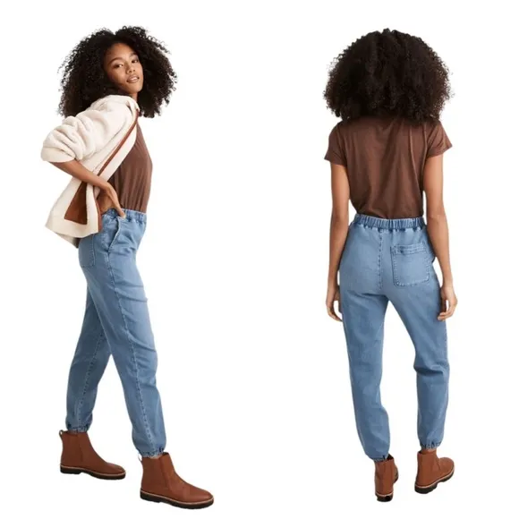 Madewell Sweatpants Jeans Nealy Wash Blue Denim Jogger Slouchy Relaxed S - Image 2