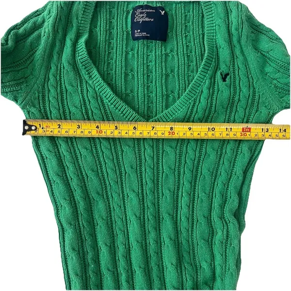 American Eagle Women’s V Neck Cable Knit Sweater S Y2K 2000s Elena Gilbert Bella - Image 6