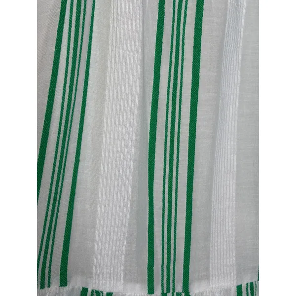 PJ Salvage Green Stripe Cotton Tiered Midi Dress Ruffle Strap Summer Size L - Image 8