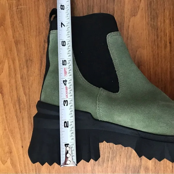 NURTURE Green Suede Chelsea Boot Lug Sole Platform‎ Water Resistant Size 5.5 New - Image 13