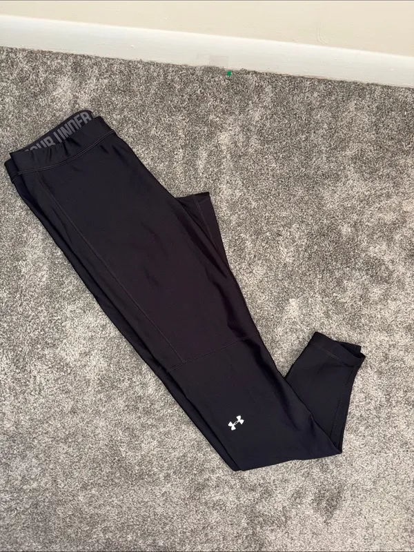 Under Armour Black Logo Waistband Workout Leggings - Image 4