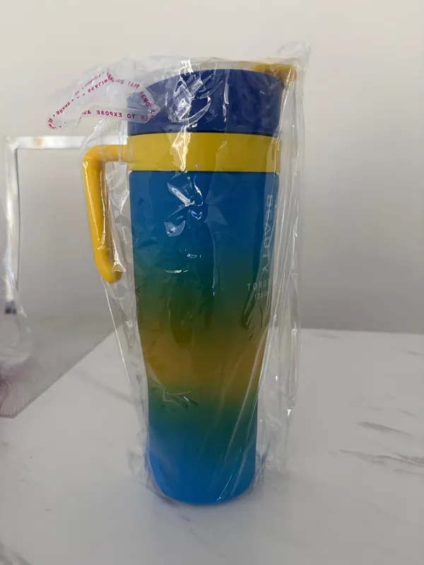 3-Piece Sports Water Bottle Set – Gradient Blue & Yellow, Reusable - Image 3