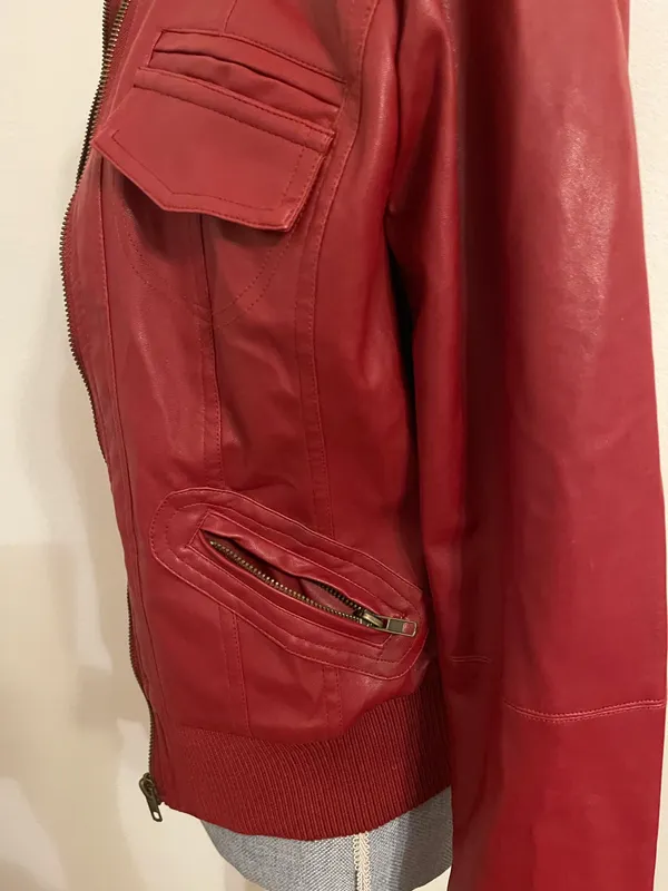 Zenana Red Faux Leather Jacket - Image 7