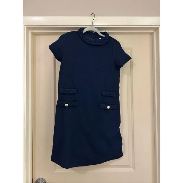 NEW Tweed Mini Crew Neck Career Elegant Dress S - Image 3