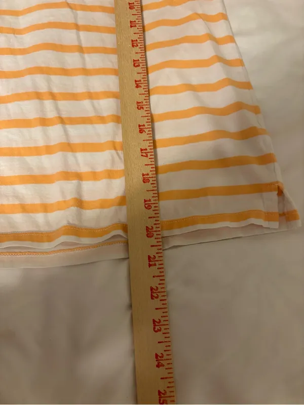 Talbots Petite MP Pima Cotton Orange White Striped Tee Top - Image 5