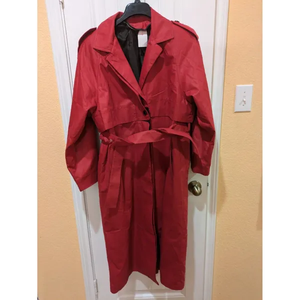 London Fog By Wamsutta Thinsula Lined Red Trench Coat Woman’s 8 Regular - Image 4