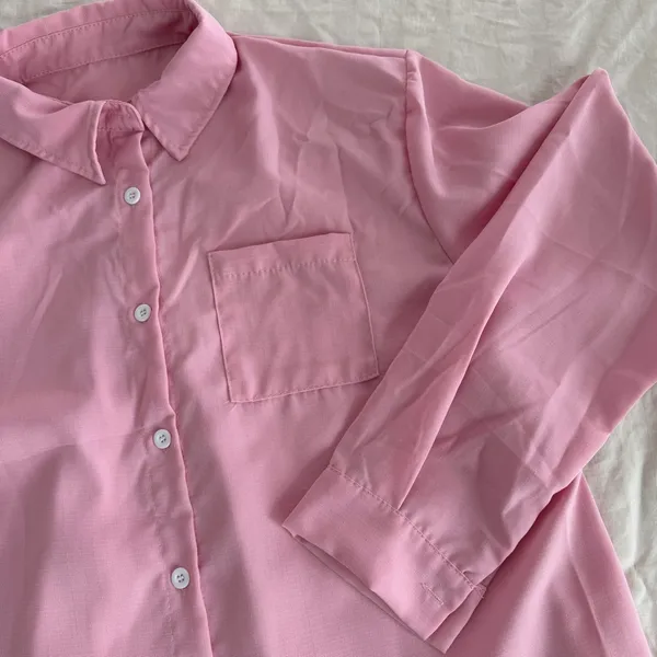 Women's Long Sleeve Button Up Blouse Pink Mauve Color Size S #260494 - Image 2