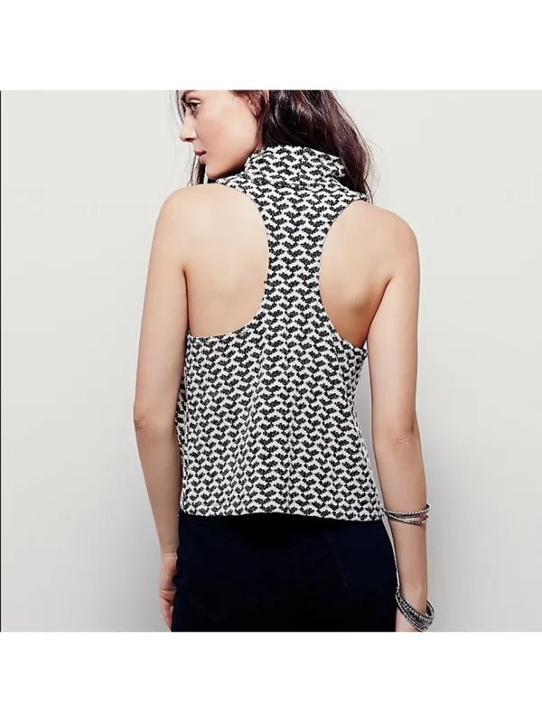 We The Free Black and White Knit Sleeveless Top - Image 2