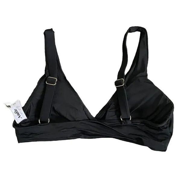 NWT Andie The Belmar Top Twisted V Neck Plunge Bikini Swim Removable Cup S Black - Image 9