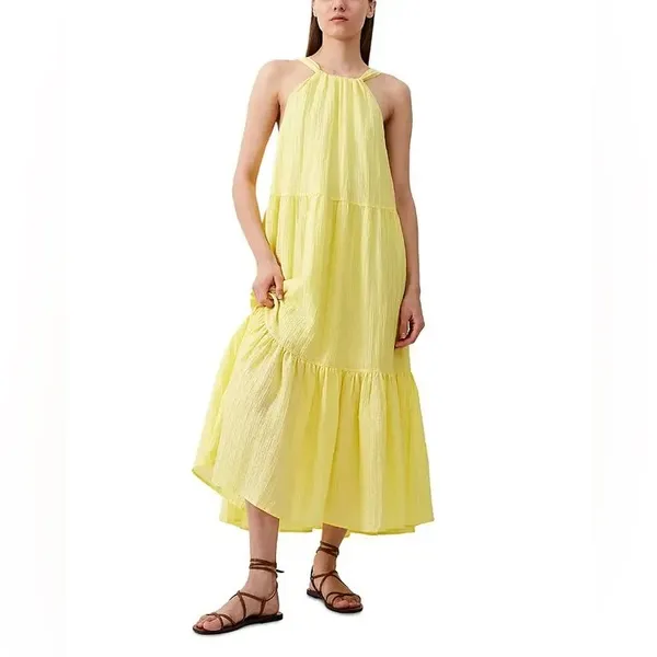 NWT french connection aleska textured dress - lemon gelato Large - Image 4
