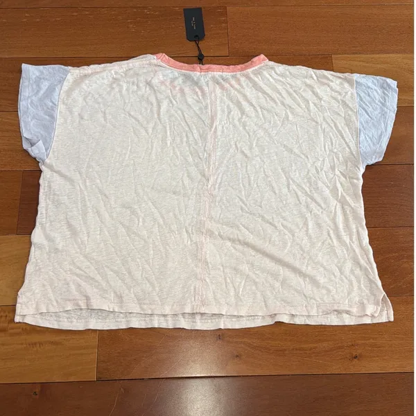 NWT Rag & Bone Payton Tee Womens Pink‎ Cloud Linen Colorblock Short Sleeve Top L - Image 6
