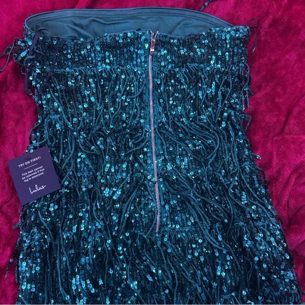 Lulu's Black Sequin Fringe Mini Dress - Image 3