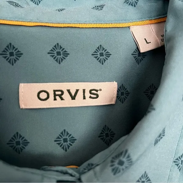 Orvis Button Up Diamond Pattern Roll Up Sleeve Blouse - Image 6
