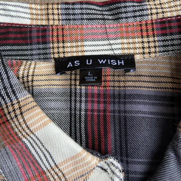 As U Wish Womens Dress Size Large Sleeveless Plaid Brown Shirt Tiered NEW‎ - Image 6