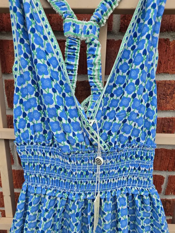 Max Studio — Blue Floral Tiered Maxi Dress - Sleeveless V-Neck M - Image 5
