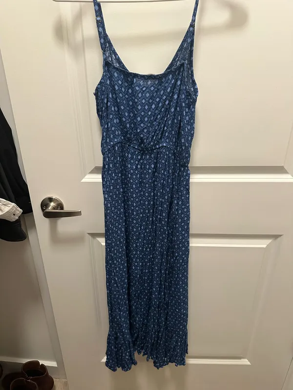 Blue Patterned Flowy Dress - Image 2