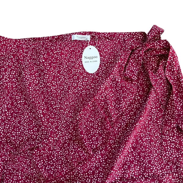 Naggoo Fuchsia Mini Wrap Skirt with Ruffle Hem - Image 3