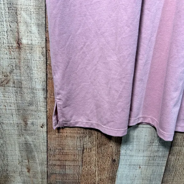 Maurices Mauve Pink Crochet Trim V-Neck Short Sleeve Top XL Boho Casual Basic - Image 2