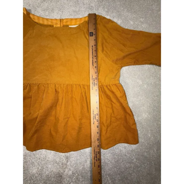 Anthropologie Maeve Women's S Maria Babydoll Button Back Corduroy Peplum Top - Image 6