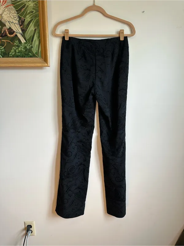 Cache Vintage Tonal Paisley Jacquard Pants Womens 4 Black - Image 6