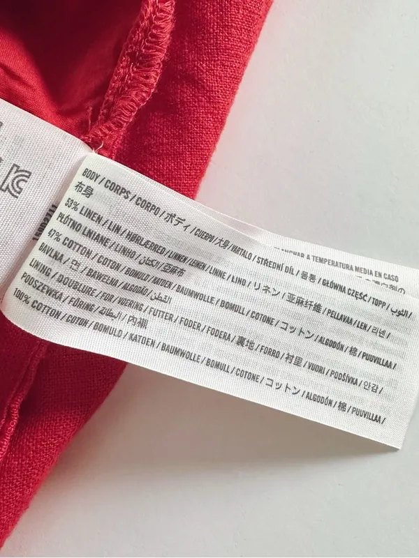 NEW Abercrombie & Fitch Women’s High-Neck Linen Blend Mini Red Dress - Image 9