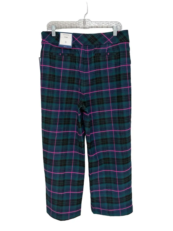 NEW Charter Club Wide Leg Crop Pants in Green, Blue, and Pink Plaid - Size 14 - Image 3