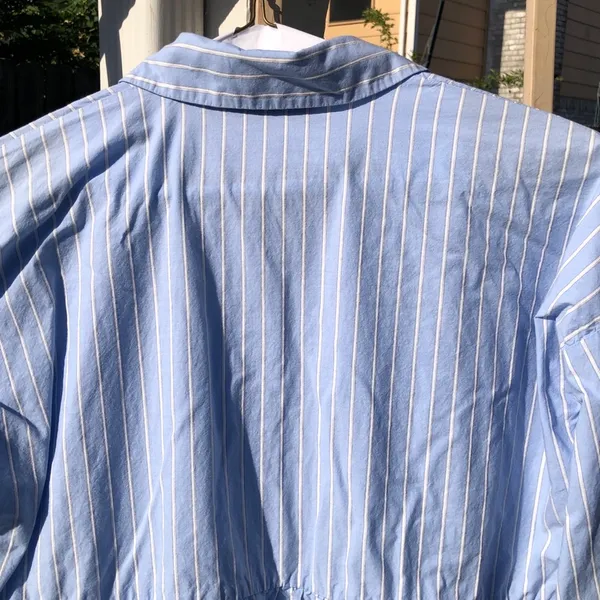 ZARA Blue Cotton Striped Long Sleeved Mini Shirt Dress S - Image 9