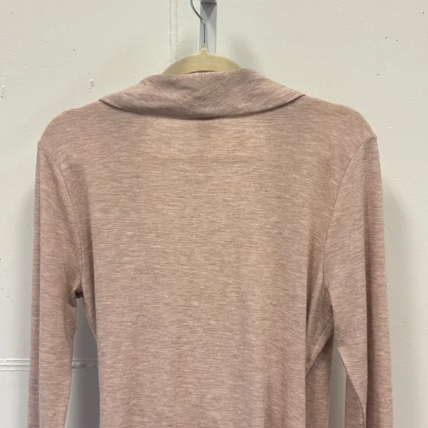 Ann Taylor Nude Pink Heathered Draped Shawl Neck Faux Wrap Top Sweater Large - Image 5
