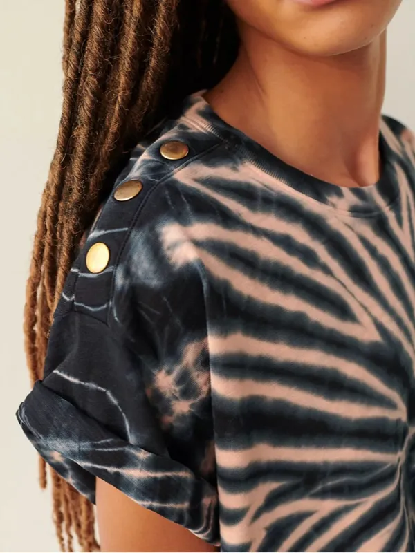 Nation LTD Tie-Dye Snap Shoulder Tee Size Medium | Blue‎ & Pink | Anthropologie - Image 10