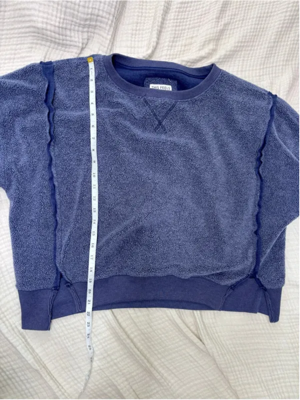 Women's American Eagle Big Hug Crewneck Blue Sweatshirt Oversized Open Size - Image 7