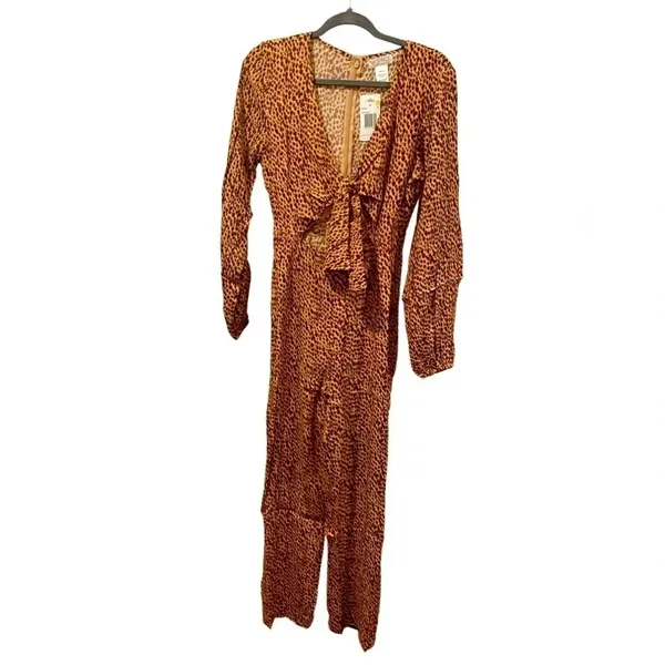 ✨ L*Space Danika Jumper Leopard Print Long Sleeve Wide Leg‎ Jumpsuit Sz S NWT ✨ - Image 2