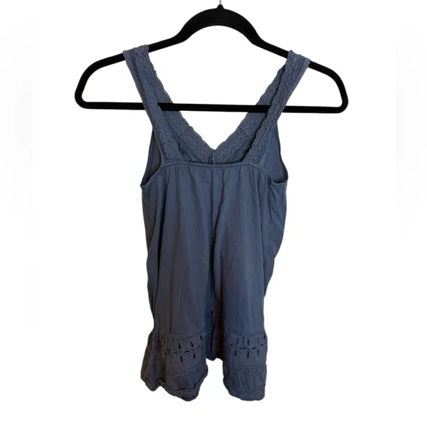 Abercrombie & Fitch Vintage 2000s Y2K Blue Eyelet Cami - Image 2