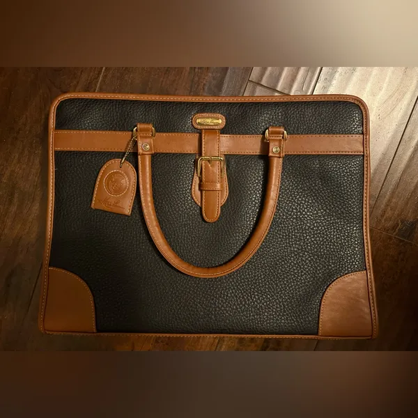 Kathie Lee 1990s Vintage Briefcase Tote Bag Handbag Brown Cognac Leather - Image 5