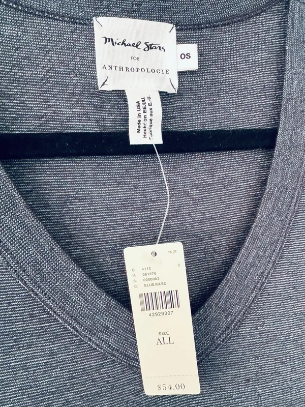 NWT Michael Stars x Anthropologie SS Vneck Tshirt blue shimmer one size - Image 2
