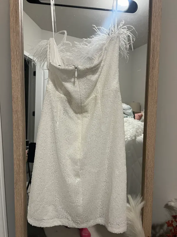 Lulus Mini Sequin Feather Dress - Image 4