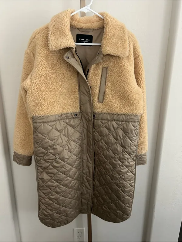 Everlane Quilted Teddy Coat Sherpa Puff Coat Small $175 - Image 2