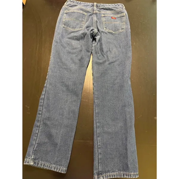 Dickies Flannel Lined Jeans Womens 10‎ Medium Wash Straight Leg Plaid Denim Blue - Image 7