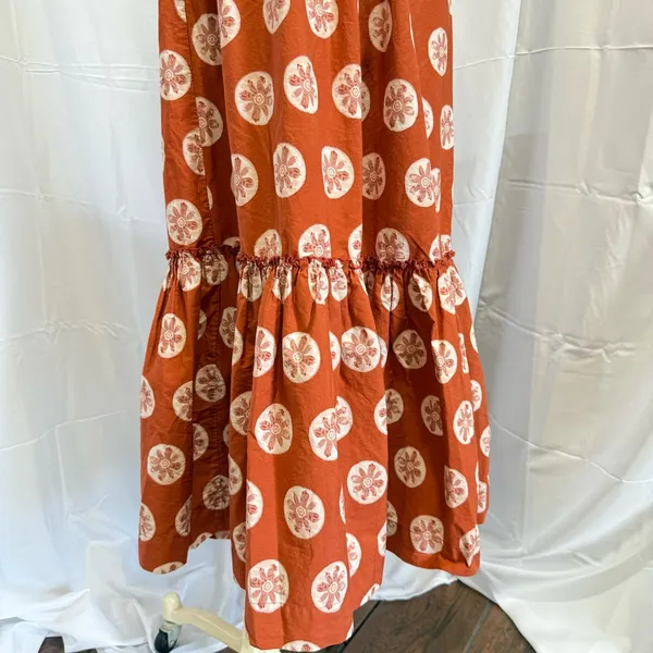 Free People Leanna Bandeau Strapless Maxi Summer‎ Boho Beach Dress Orange XS - Image 3