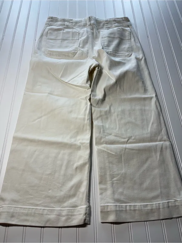 Anthropologie Maeve The Colette High-Rise Wide-Leg Ivory Cream Pants‎ 32 - Image 7