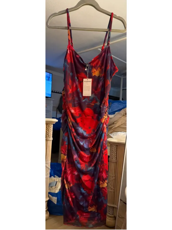 PRETTYGARDEN NEW Floral Spaghetti Strap Maxi Dress Stretch Bodycon L - Image 4