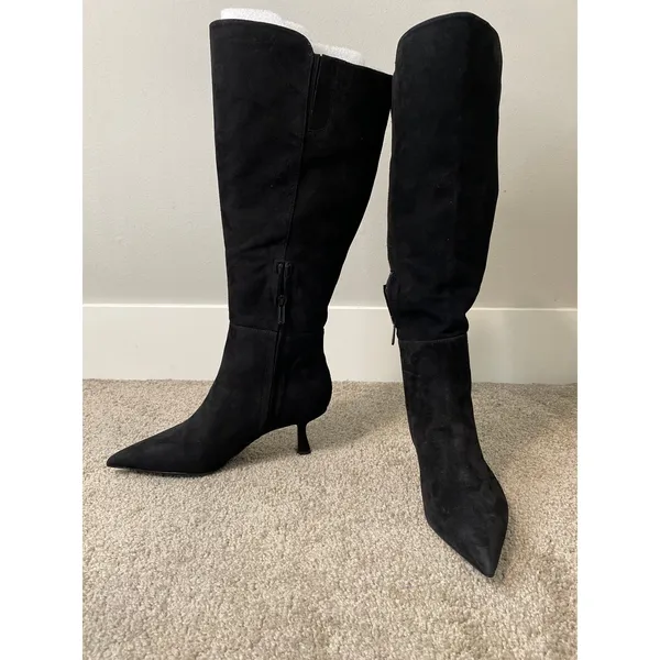 New Sam Edelman Taylin Wide Calf Black Suede Knee High Boots Size 7 - Image 2