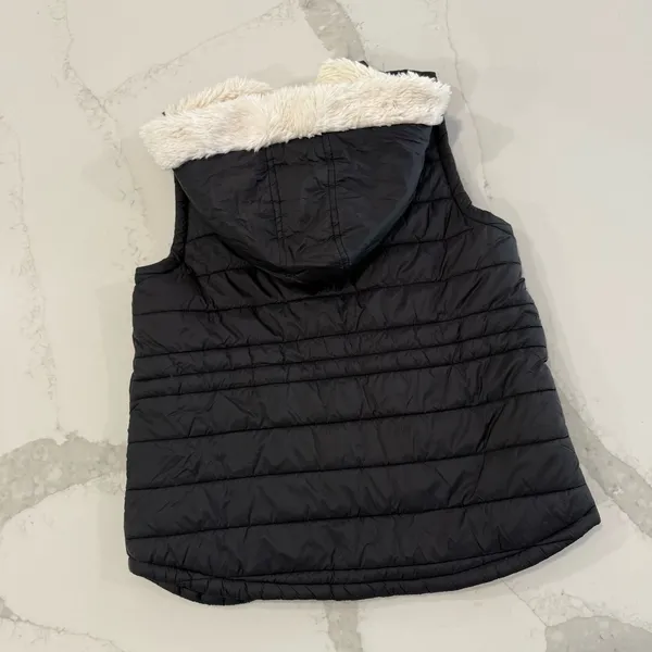 JACK by BB DAKOTA Quilted Full Zip Puffer Vest Faux Fur Hood Women’s Small Black - Image 8